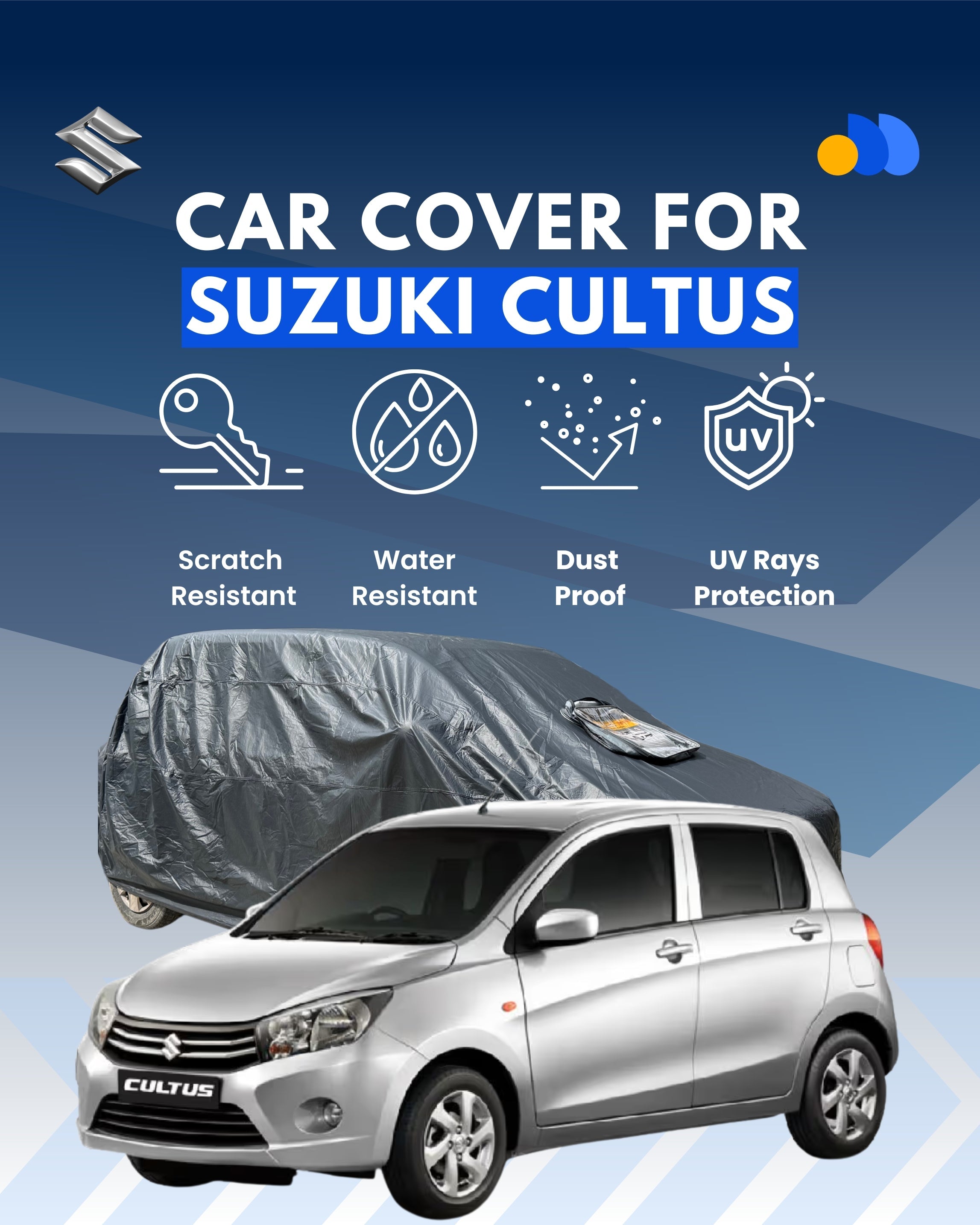 Suzuki Cultus Car Cover – Waterproof, Dustproof & UV Resistant (All Models)
